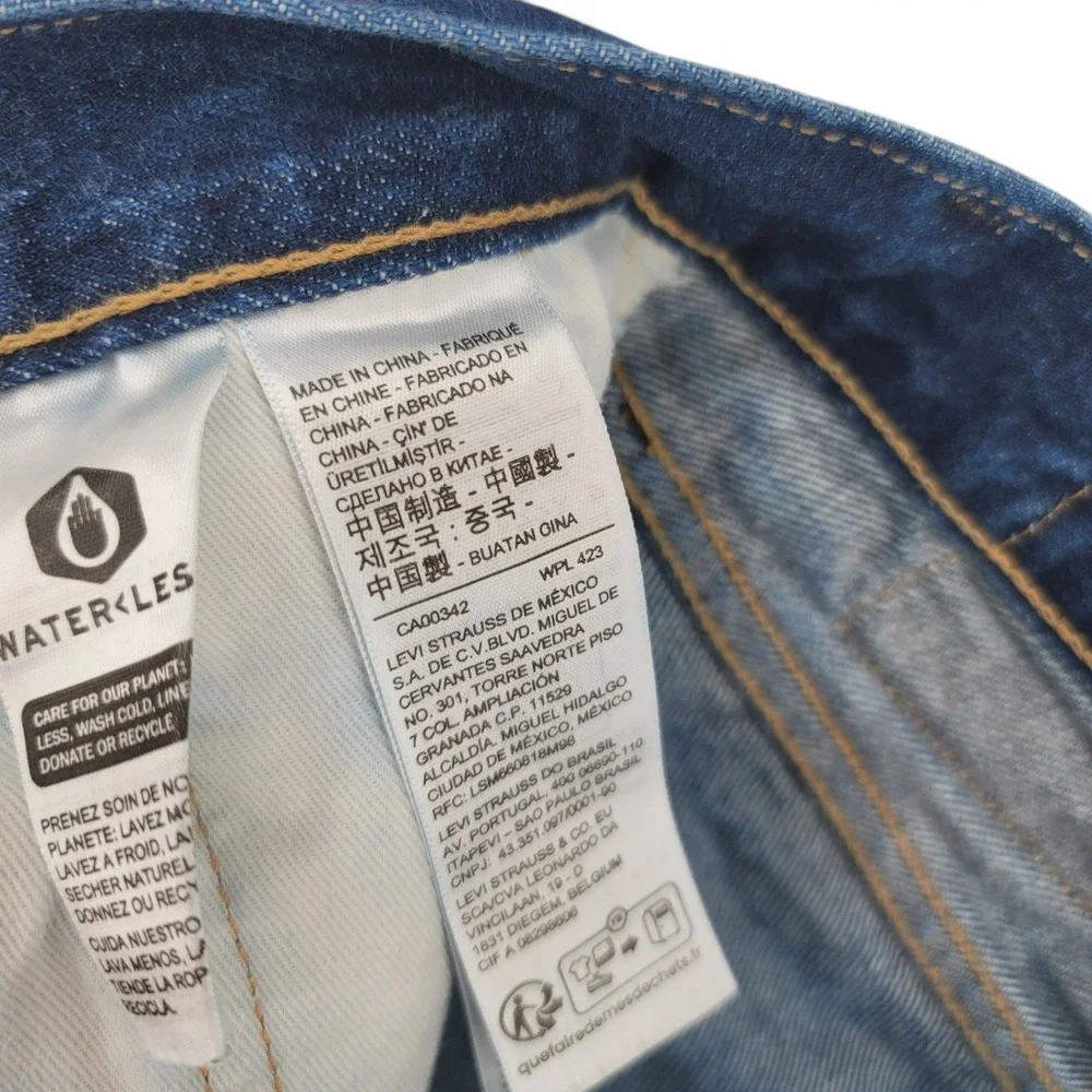 Levis 501 ST Mens 29x34 Jeans Cotton Blue Straight Leg Button Fly Classic - Picture 5 of 7